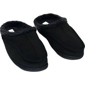 Stylish Mens Faux Shearling Lined Black Clog Slipper Size 8